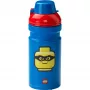 LEGO Iconic juomapullo 390 ml sininen silikonikaatonokalla ja puoliläpinäkyvällä kannella