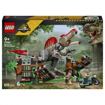 LEGO Jurassic World 77982 Spinosaurus Dinosaur Escape rakennussarja Owen Grady & Claire Dearing -minihahmoilla (248 osaa)
