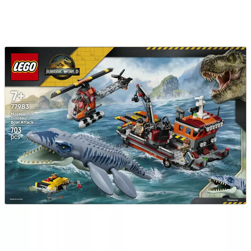 LEGO Jurassic World 77983 Mosasaurus Dinosaur Boat Attack (280 osaa, 3 minifiguuria, 7-vuotiaasta)