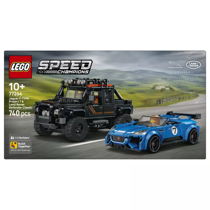 LEGO Speed Champions 77264 Jaguar F-TYPE Project 7 & Land Rover Defender Classic -rakennussarja