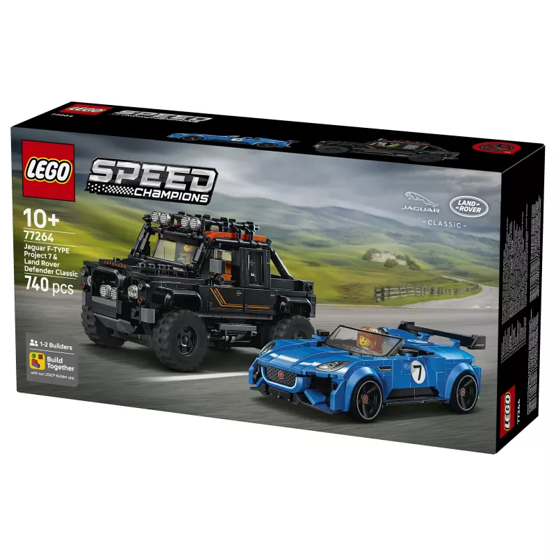 LEGO Speed Champions 77264 Jaguar F-TYPE Project 7 & Land Rover Defender Classic -rakennussarja