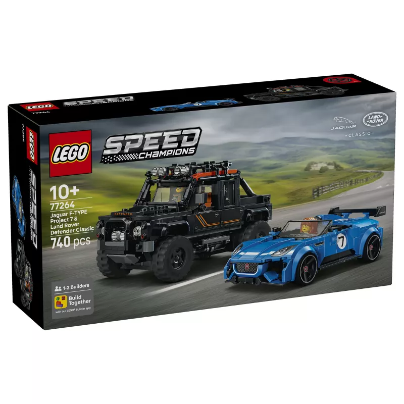 LEGO Speed Champions 77264 Jaguar F-TYPE Project 7 & Land Rover Defender Classic -rakennussarja