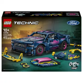 LEGO Technic 42236 Ford Mustang GT Custom Garage kilpa-auto rakennussarja - 544 osaa, 2 pull-back-moottoria, AR-sovellus, 9-vuotiaasta