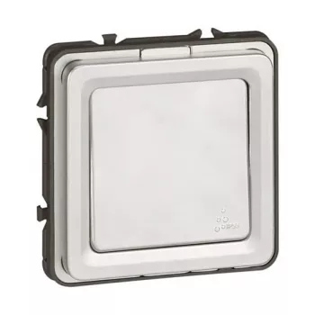 Legrand Soliroc 077811 yleiskäyttöinen yksi-/kaksinapainen kytkin, 1-napainen, 10AX, 250V, IP55, IK10, harmaa