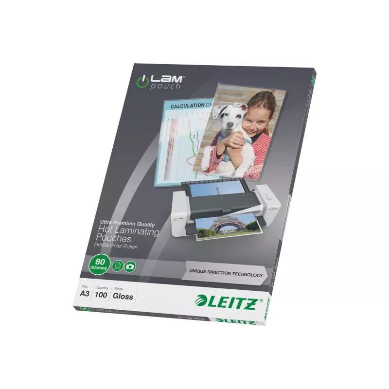 Leitz 7485-00-00 A3 laminointikalvot, kiiltävän kristallinkirkkaat, 125 mikronia, 100 kpl:n pakkaus