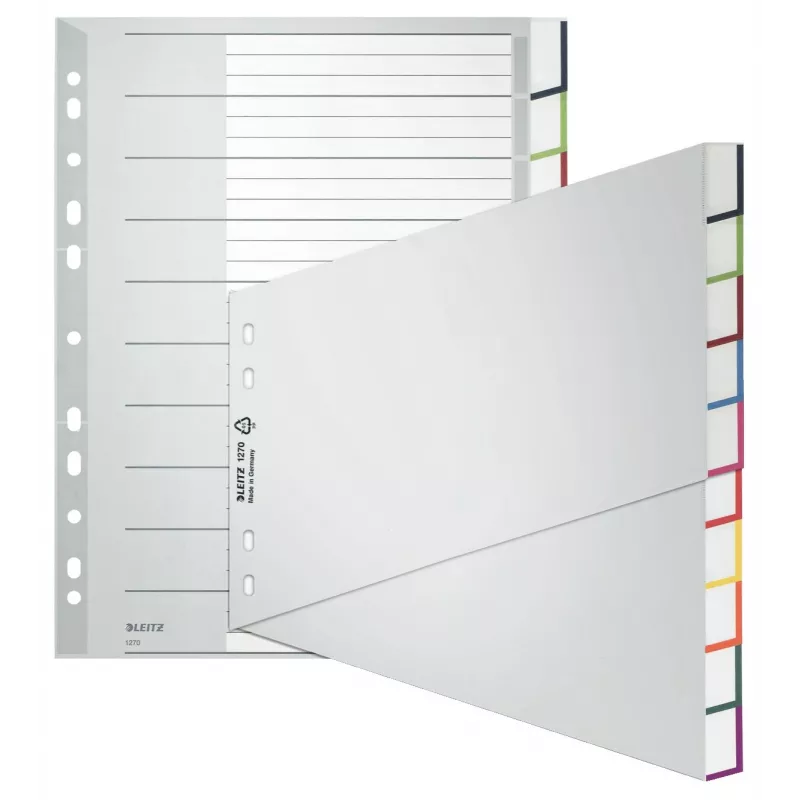 Leitz A4 blanko-välilehdet, polypropyleeni, harmaa, 10-osainen, yleisreikä 1270