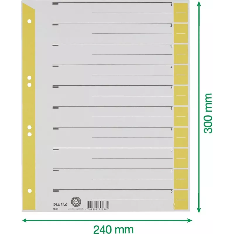 LEITZ A4 välilehdet keltainen 160 g/m² 25 kpl:n pakkaus 16523015