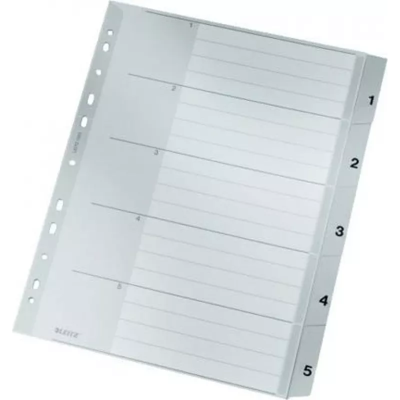 LEITZ A4 Extra Wide PP välilehdet 1-5, harmaa kirjoitettavalla kansilehdellä 1283-00-85
