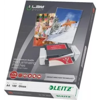 Leitz A4 laminointikalvot, kiiltävä kristallinkirkas, 100 mikronia, 100 kpl:n pakkaus 7483-00-00