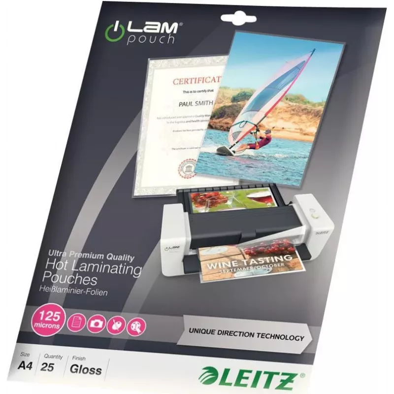 Leitz A4 laminointikalvot kiiltävä kristallinkirkas 125 micron, 25 kpl 7482-00-00
