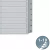 LEITZ A5 muovirekisteri, numeroitu 1-10, harmaa, 10-osainen, polypropeeni, 0,12 mm, merkittävällä kansilehdellä 1285-00-00