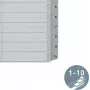 LEITZ A5 muovirekisteri, numeroitu 1-10, harmaa, 10-osainen, polypropeeni, 0,12 mm, merkittävällä kansilehdellä 1285-00-00