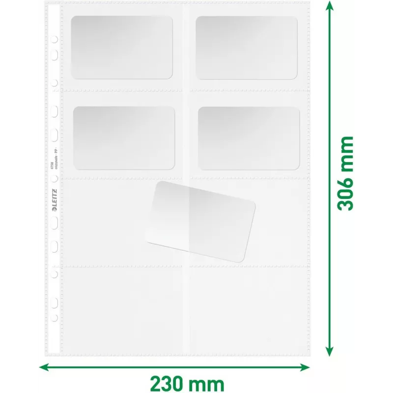 LEITZ käyntikorttiesittelytasku 16 kortille, A4, PP kirkas, 0,11 mm, sivuaukko, arkistointiturvallinen (4758-30-03)