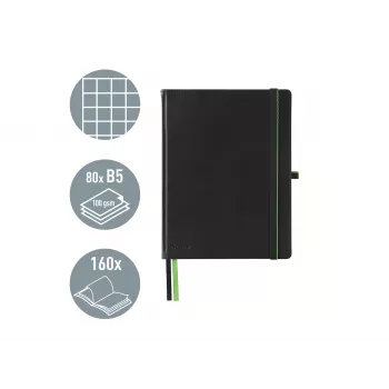 LEITZ Complete muistikirja, iPad-koko, ruudullinen, 80 arkkia 96 g/m² norsunluupaperia, nahkajäljitelmä, musta 4473-00-95