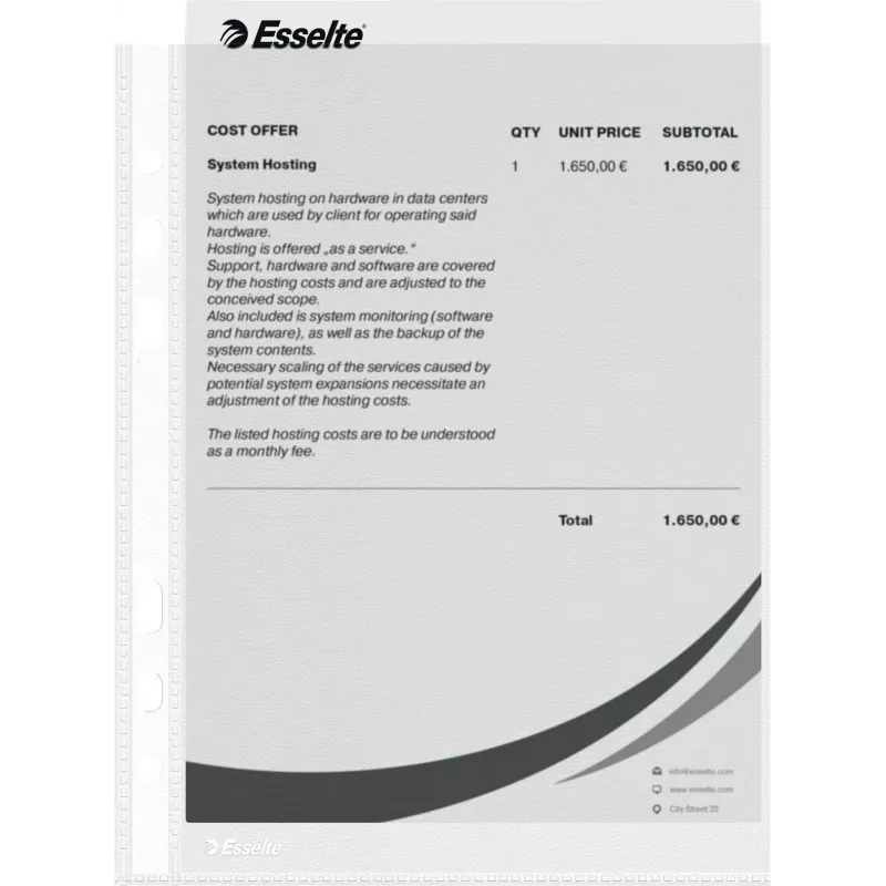LEITZ Esselte A5 monirei'itetty tasku 50 mikronia läpinäkyvä 100 kpl:n pakkaus 23782