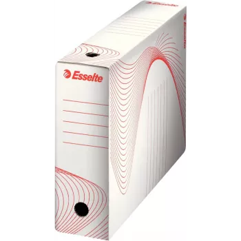 LEITZ Esselte arkistolaatikko, 100 mm selkä, valkoinen aaltopahvi esipainetuilla viivoilla järjestelyyn (128201)