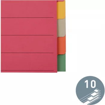 LEITZ erittäin tukeva pahvirekisteri, blanko-välilehdet, A4, 10-osainen, monivärinen, 230 g/m², 5-värinen värjätty pahvi (4359-00-00)
