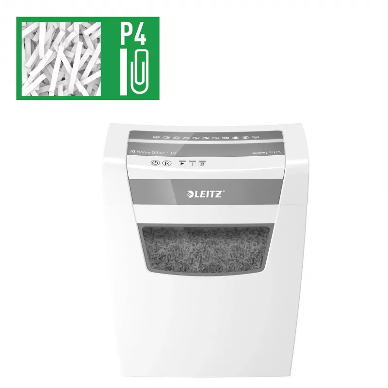 LEITZ IQ Home Office S P-4 silppusilppuri, 8 arkkia, 10 L, valkoinen (80360000)