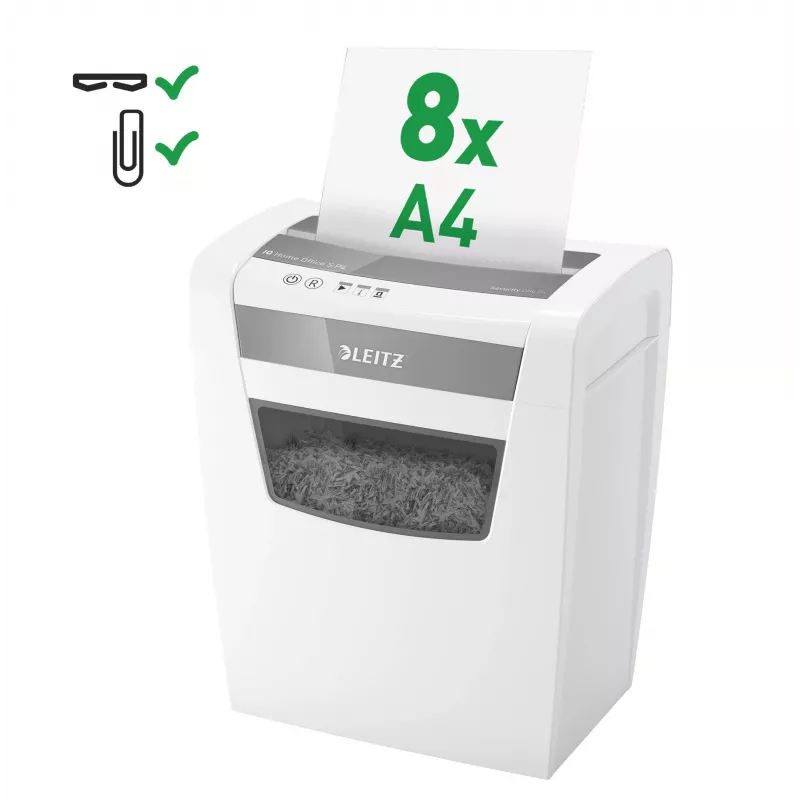 LEITZ IQ Home Office S P-4 silppusilppuri, 8 arkkia, 10 L, valkoinen (80360000)