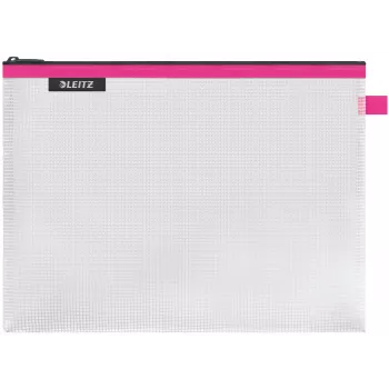 LEITZ WOW Traveller vetoketjupussi suuri, pinkki, vedenpitävä, A4, 1 kpl 4026-00-23