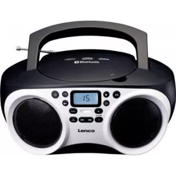 Lenco SCD-501 WH kannettava CD-soitin Bluetoothilla, FM-radio, USB-MP3-toisto, valkoinen/musta
