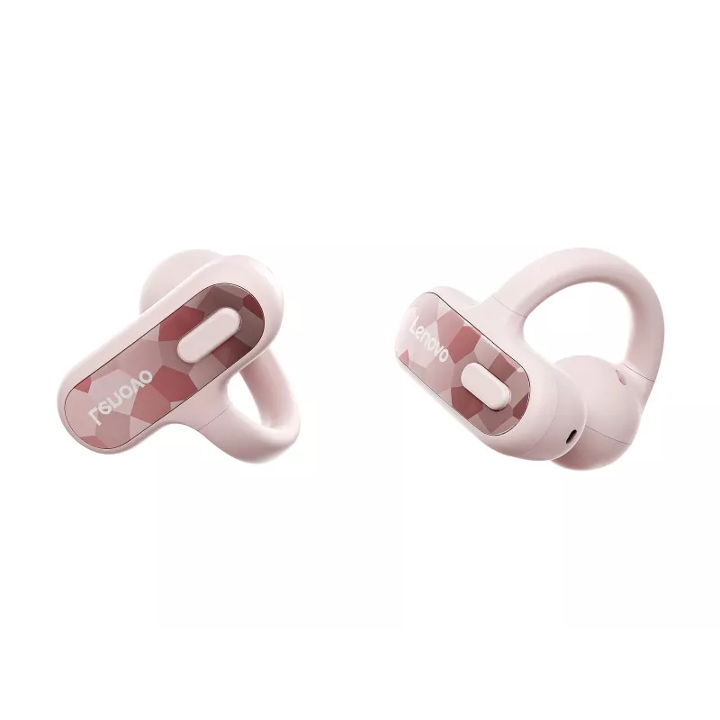Lenovo X500 Open-Ear Clip-on -nappikuulokkeet, vaaleanpunainen, Bluetooth, sisäänrakennettu mikrofoni