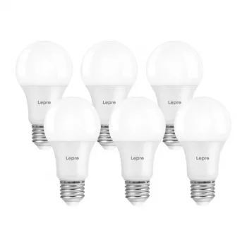 LEPRO 100092-WW-EU-6 A60 E27 7W 800lm 2700K himmennettävä LED-lamppu, energialuokka E, 6 kpl:n pakkaus