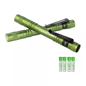 LEPRO 120023L-GN-2 LED-taskulamppu, 2 kpl:n pakkaus, 1000 lumenia, zoomattava, IPX4 vedenpitävä, 5 tilaa, CREE XPE, musta