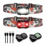 LEPRO 320023-2 USB-ladattava LED-otsalamppu, 300 lumenia, 6 tilaa, IPX4, 2 kpl:n pakkaus