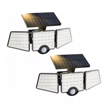 LEPRO 640003-DW-a-2 aurinkokatuvalaisin liike- ja hämärätunnistimella, 2 kpl:n pakkaus, 1500 lumenia, 6500K kylmä valkoinen, IP65 vedenpitävä, seinäasennus, LED