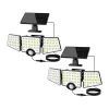 LEPRO 640005-DW-2 aurinko-liiketunnistinvalaisin, 2 kpl:n pakkaus, 600 lumenia, 6500K kylmä valkoinen, IP65 vedenpitävä, 3 tilaa, seinäasennus