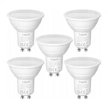 LEPRO GU10 LED-lamppu 4,5 W (vastaa 50 W), 345 lm, päivänvalkoinen 5000 K, 100° keilakulma, ei himmennettävä, 5 kpl:n pakkaus