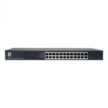 LevelOne GEU-2432 24-porttinen Gigabit Ethernet -kytkin, 4-tilainen DIP-kytkin, 19 tuuman rack-asennus, hallitsematon, metallikotelo