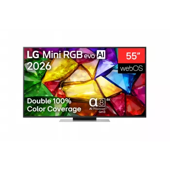 LG 55MRGB87B3B 55 tuuman 4K QNED Mini LED älytelevisio α7 Gen6 AI -prosessorilla, webOS 23, 120Hz, 4x HDMI 2.1