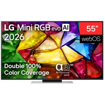LG 55MRGB87B3B 55 tuuman 4K QNED Mini LED älytelevisio α7 Gen6 AI -prosessorilla, webOS 23, 120Hz, 4x HDMI 2.1