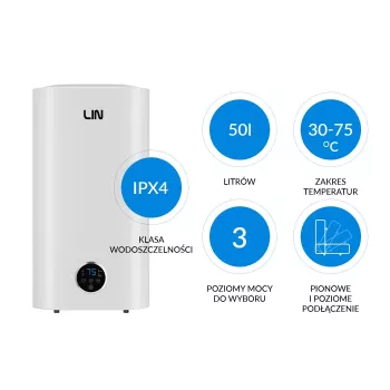 LI- sähköinen vedenlämmitin LIN LIFVD1SMWH 50L UNIVERSAL valkoinen