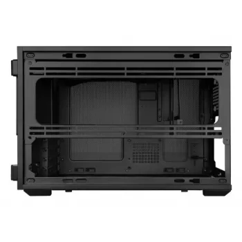 Lian Li DAN Cases B4 Wood Edition mini-torni-tietokonekotelo, Micro-ATX, saksanpähkinä-etupaneeli, musta