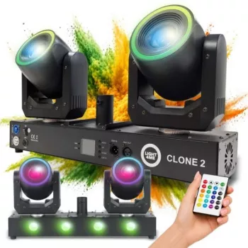 LIGHT4ME CLONE 2 3-in-1 monitehovalaisin - Derby, Strobe, Laser DMX:llä ja IR-kaukosäätimellä