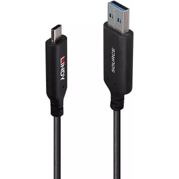 LINDY 10m USB 3.2 Gen 1 Type A - C optinen hybridikaapeli - musta