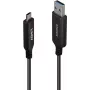 LINDY 10m USB 3.2 Gen 1 Type A - C optinen hybridikaapeli - musta