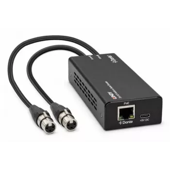LINDY 2-kanavainen XLR-audio-Dante-encoder, PoE, AES67, 24-bittinen/96kHz 70618