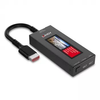LINDY HDMI 8K60 signaalianalysaattori OLED-näytöllä HDMI 2.1 8K -videolle