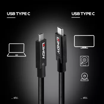 Lindy 43439 USB 3.2 Gen 2 USB-C - USB-C aktiivikaapeli, 8 m, 10 Gbps, 8K60, 100 W PD