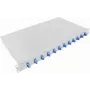 LogiLink 19 tuuman 1U rack-asennettava kuitujatkoskotelo LC-Duplex 12 porttia Single Mode OS2, täysin varustettu, vaaleanharmaa F12LC2G