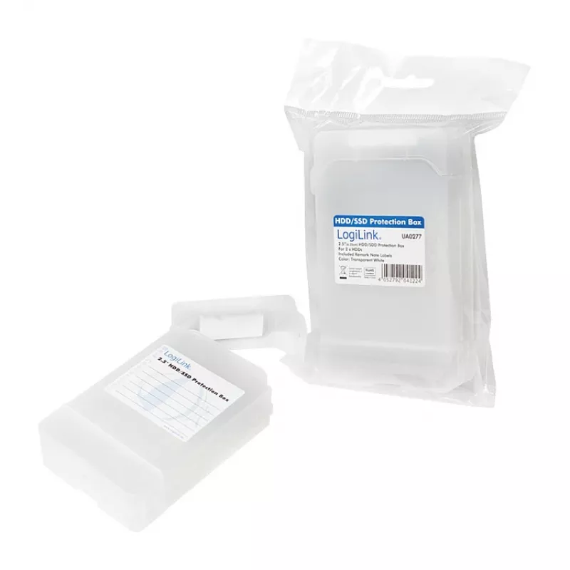 LogiLink 2.5 inch HDD-suojakotelo 2 HDD/SSD:lle, valkoinen