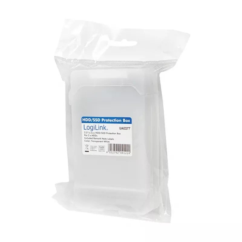 LogiLink 2.5 inch HDD-suojakotelo 2 HDD/SSD:lle, valkoinen