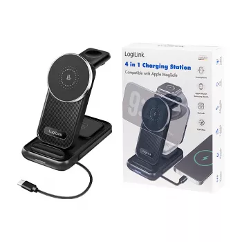 Logilink 4-in-1 langaton pöytälaturi, 15W Qi-latausasema (PA0292)