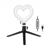 LOGILINK AA0155 LED-rengasvalo sydämen muotoinen jalustalla, 20,5 cm, 10 kirkkausastetta, 3000K-6000K, USB-A