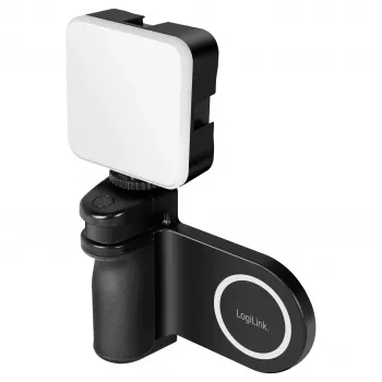 Logilink AA0173 magneettinen puhelinkahva LED-täytevalolla, musta, ladattava, MagSafe-yhteensopiva, 3 valotilaa