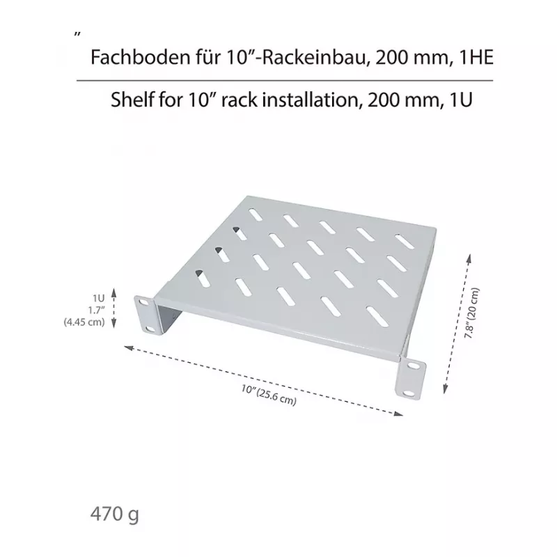 Logilink ACT111 puomikaapin hylly 200 mm 1U harmaa rack-taso